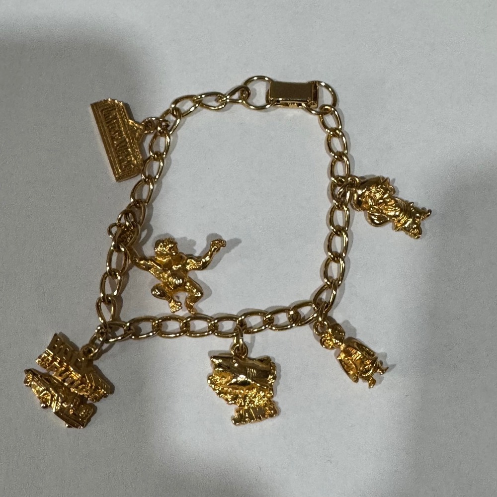 Universal Studios Charm Bracelet Women Gold Jaws ET Back to the Future King Kong